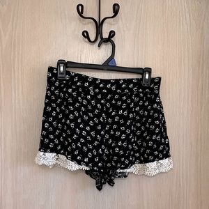 Floral Shorts with Lace Accents
